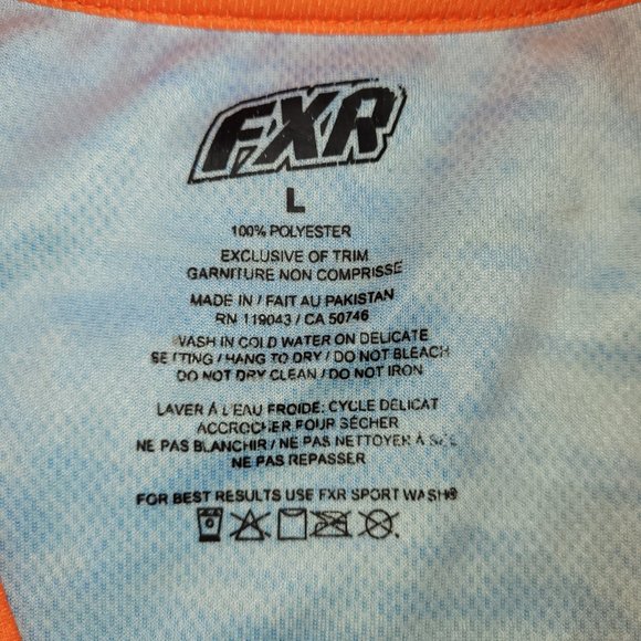 FXR MX Racing Long Sleeve Shirt Motocross Snowmobile Blue White Jersey Large - Picture 3 of 3